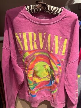 Nirvana pink oversized sweatshirt - size L/XL